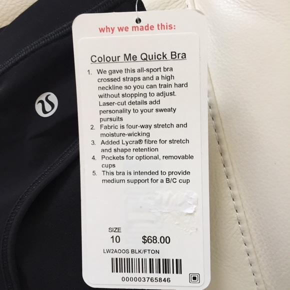NWT FTON BLACK LULULEMON COLOUR ME QUICK BRA 4 8 - Picture 5 of 7